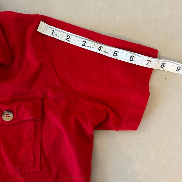 Women's Austin Clothing Co.‎ Red Collared Button Down Short Sleeve Top | Size M - Picture 7 of 10